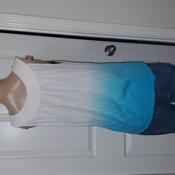 Express s flowy rwhite fades to blue ombre acerback - Picture 3 of 6